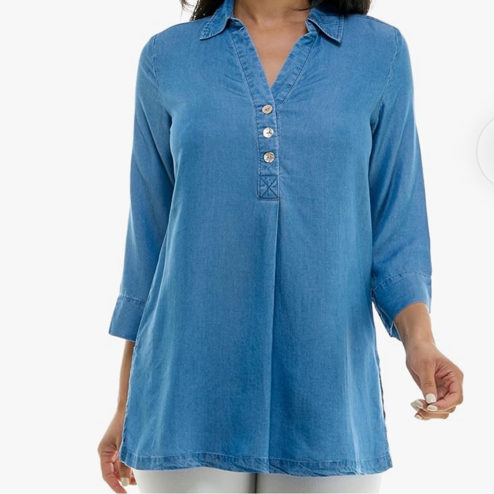 Zac & Rachel Women’s Tencel Denim Tunic Top – Size 2X – NWT